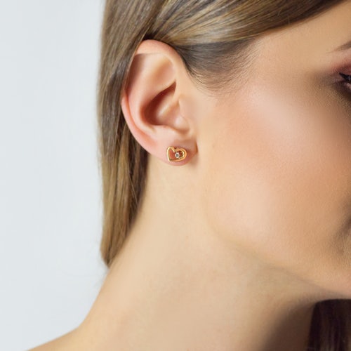 Kolczyki serce Savicki: złote, diamenty